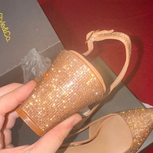 Vince Camuto Glittering Gold Slingback Heels - Picture 12 of 17